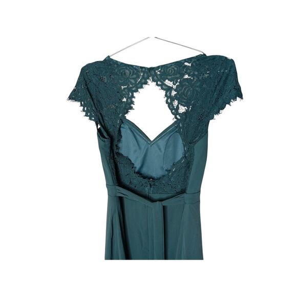 New Lulus Dark Green Lace Backless Maxi Dress SZ L - Picture 11 of 14